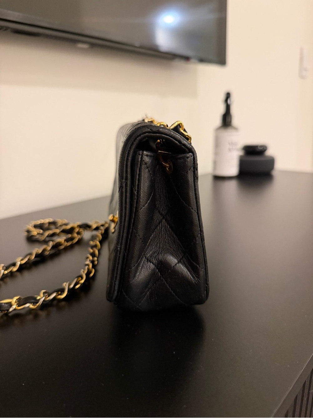 Vintage CHANEL CC Matelasse Full Flap Chain Shoulder Bag - Black Leather - Picture 6 of 15